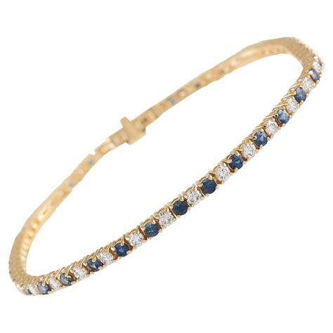 Lb Exclusive 14k Yellow Gold 2 34 Ct Diamond And Sapphire Tennis