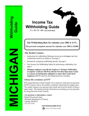 Fillable Online Michigan Form 446 I 2002 Withholding Tax Instructions