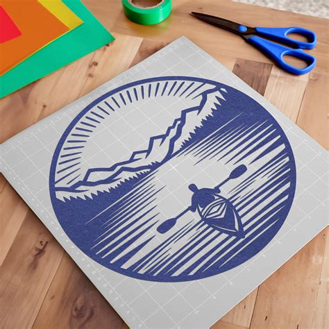 Mountain Lake Canoeing SVG For Cricut Silhouette Laser Machines