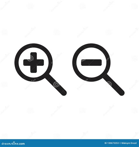 Zoom In And Zoom Out Magnifying Glass Icon Vector Stock Illustration