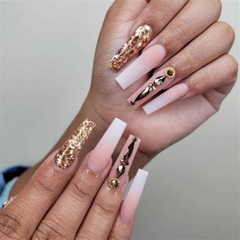 25 Nude Nails With Glitter You Ll Adore Ombre Gold Glitter Tip Nails