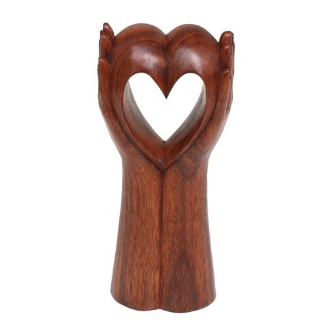 Hand Crafted Romantic Sculpture Faithful Heart Novica