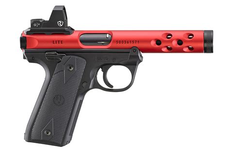 Ruger Mark Iv 2245 Lite 22lr Rimfire Pistol With Red Anodized Finish And Riton Red Do