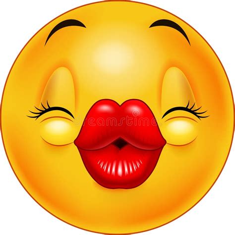 Cute Kissing Emoticon Emoji Smiley Vector Illustration Stock Vector