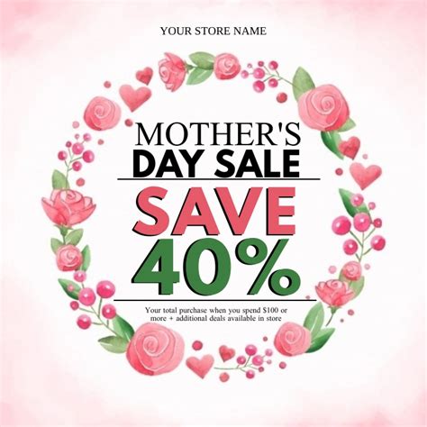 Mother S Day Retail Shop Sale Flyer Template Postermywall