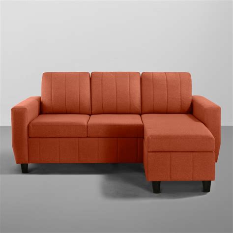 Buy Sofa Bae 4 Seater L Shape Lhs Rhs Orange Color Sofa Sleepyhead