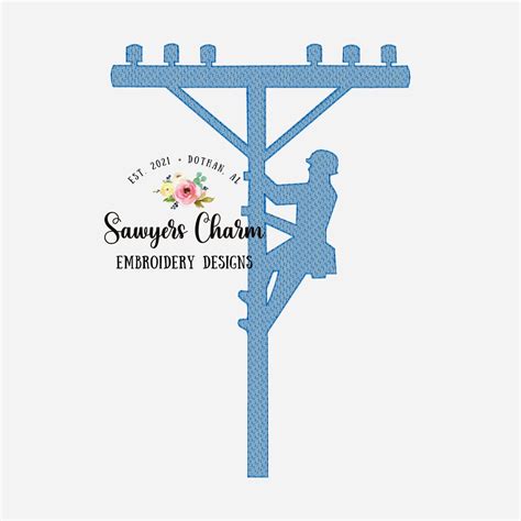 Lineman Light Fill Sketch Stitch Machine Embroidery Design File Quick