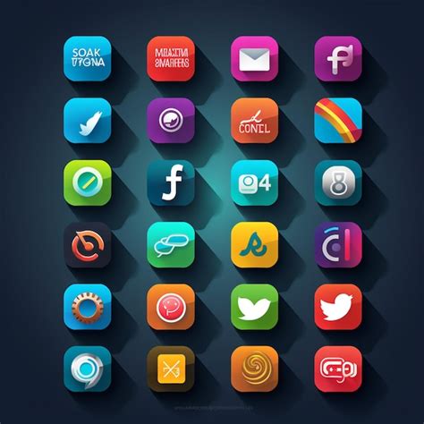 Premium Photo Modern Colorful Social Media Icons Set Design