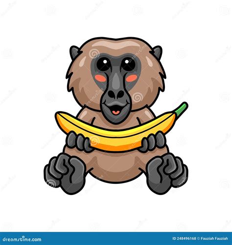 Little Baboon Monkey Swinging On A Rope Vector Illustration | CartoonDealer.com #70445820