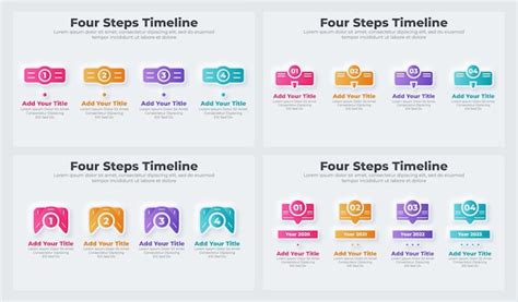 Sammlung Moderner Business Infografik Vorlagen Mit Vier Schritten Oder