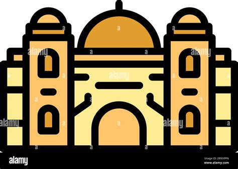 Victoria Temple Icon Outline Vector City Skyline Indian Architecture