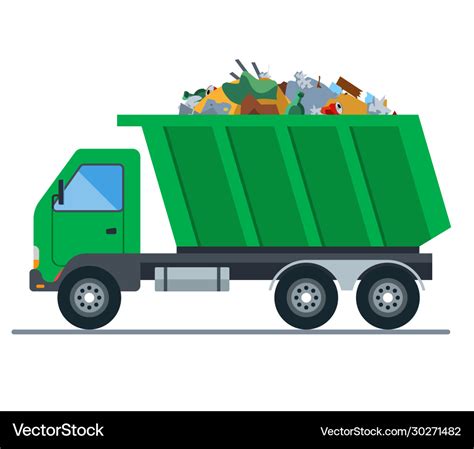 A Truck Loaded With Garbage Goes To Landfill Vector Image