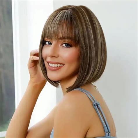 Creamily 10 Short Brown Wigs For Black Women Synthetic Short Bob Wig