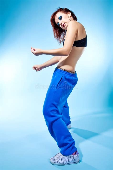 Hip Hop Woman Dancing In Studio Stock Image Image Of Balancing