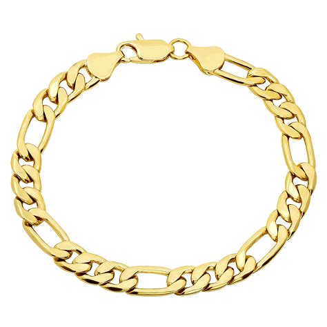 7mm 14k Gold Plated Smoothly Flattened Figaro Link Chain Bracelet Ebay