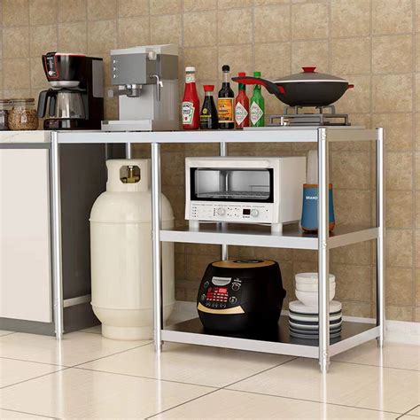 Meja Dapur Memasak Rak Dapur Gas Kitchen Storage Rack Almari Dapur Gas