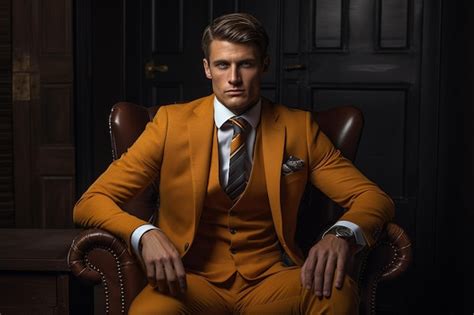 Premium Photo Portrait Of A Gentleman Stylish Serious Man Elegant Luxurious Suit Confident