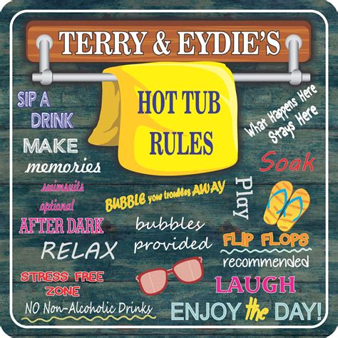 Hot Tub Rules | Personalized Signs | Fun Sign Factory