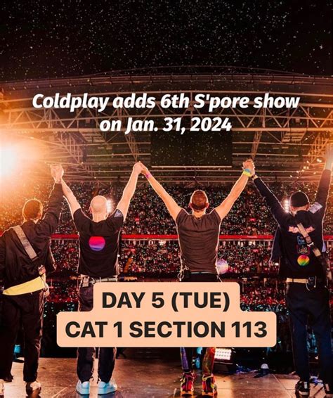 Coldplay Cat Tickets Day Tickets Jan Tuesday Section Side