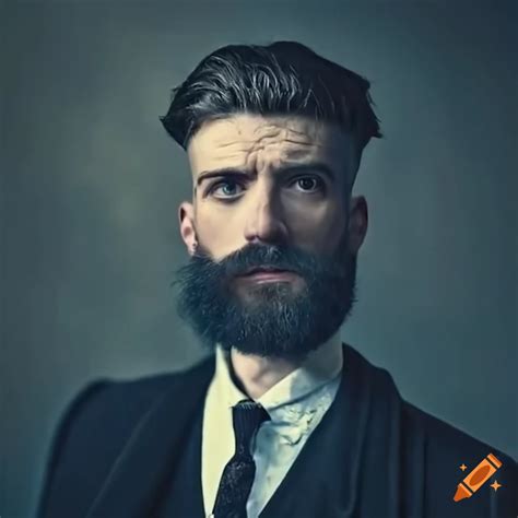 Portrait Dun Homme Barbu Inspiré De La Série Peaky Blinders On Craiyon