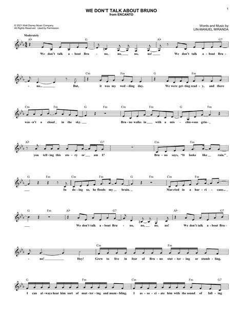 We Don T Talk About Bruno From Encanto By Lin Manuel Miranda Sheet Music For Lead Sheet Fake