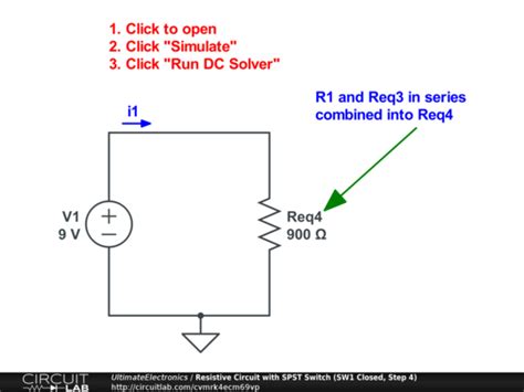 Resistive Circuit With Spst Switch Sw Closed Step Circuitlab