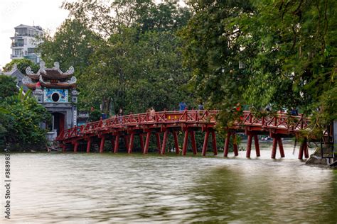 The Ngoc Son Temple of Lake Hoan Kiem in Hanoi in Vietnam Stock Photo ...