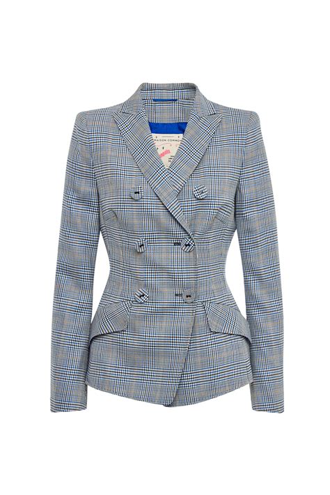 Plaid Double Breasted Blazer Shop Maison Common Europe