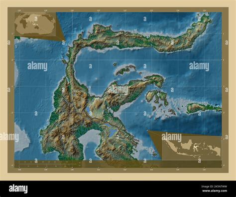 Sulawesi Tengah Province Of Indonesia Colored Elevation Map With