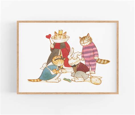 Alice in Wonderland, Cat Artwork, Printable Artwork, Illustration Print ...