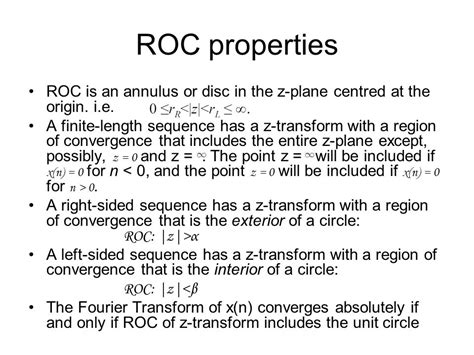 Ppt Lecture The Z Transform And Its Roc Properties Off