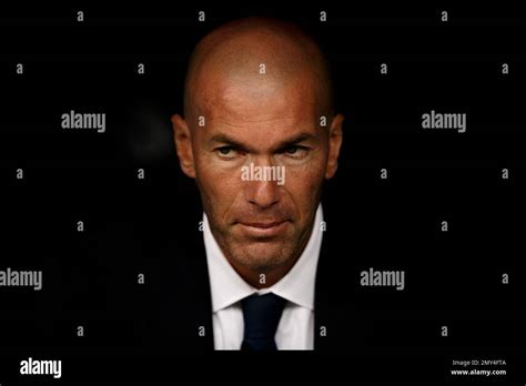 Real Madrid Coach Zinedine Zidane Reacts From The Bench During A La