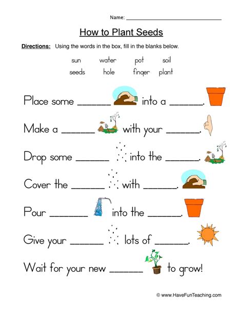 Seeds Plants Fill In The Blanks Worksheet Have Fun Teaching