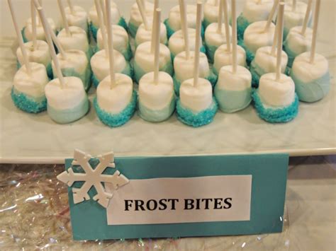 Frozen Birthday Party Picture 6 Of 15 Frost Bites Frozen Menu Marshmallow On A Stick Olaf