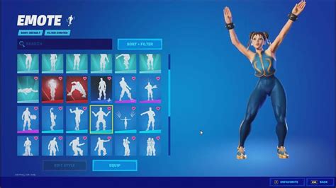 All Of My Emotes Showcase On Chun Li Fortnite Youtube