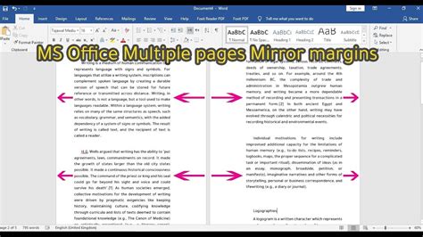 How To Edit Ms Office Multiple Pages Mirror Margins Youtube