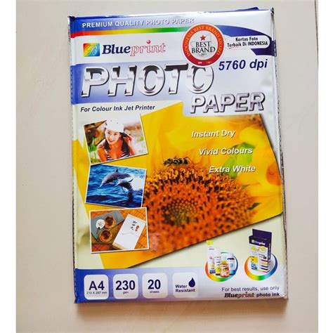 Jual Photo Paper Blueprint Premium 230 Gsm Glossy Kertas Foto Ukuran