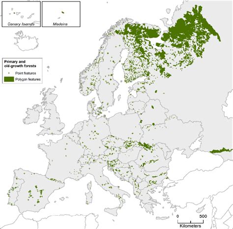 -Documented primary and old-growth forests in Europe according to the ...