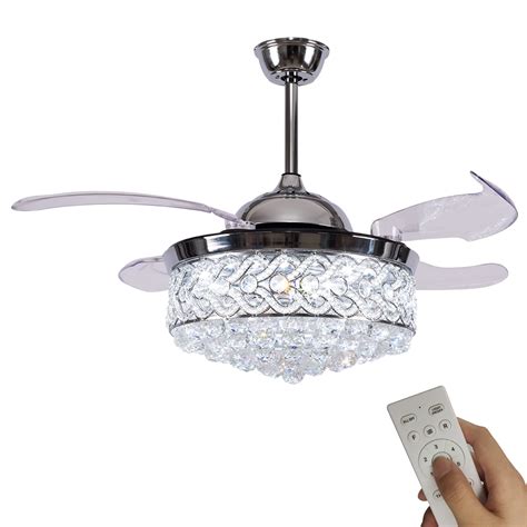 Buy Chandelier Ceiling Fan Modern Crystal Fandelier Retractable