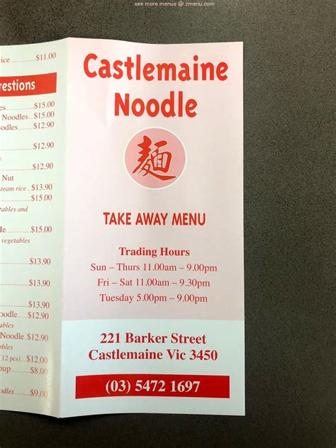 Online Menu Of Custom Made Noodles Restaurant Castlemaine Victoria