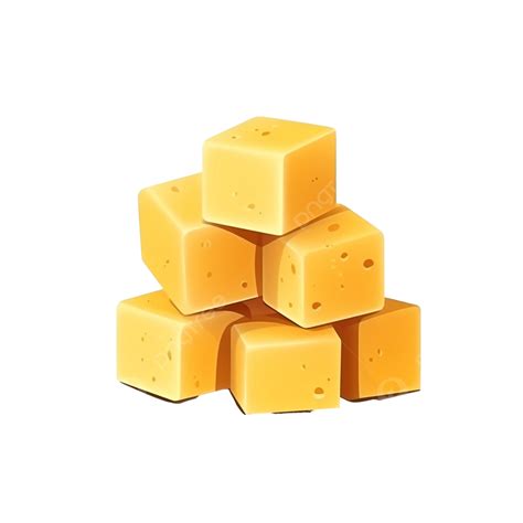 Cheese Cubes Illustration In Minimal Style Hole Food Cheddar Png