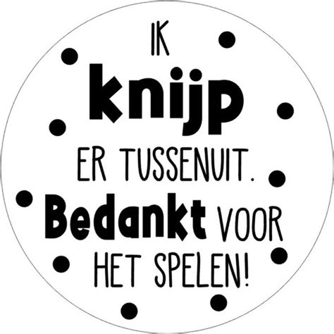 25x Sluitsticker Ik Knijp Er Tussenuit Zwart Wit 40 Mm