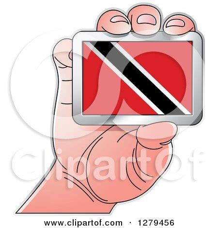 Clipart Of A Caucasian Hand Holding A Trinidad And Tobago Flag