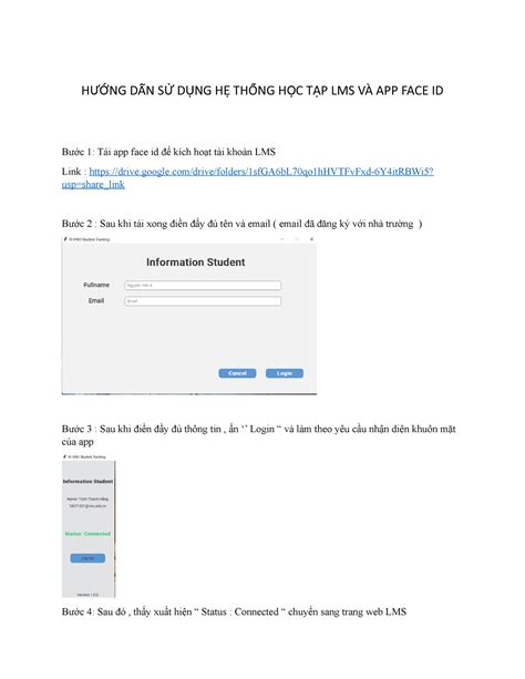 HƯỚng DẪn SỬ DỤng HỆ ThỐng HỌc TẬp Lms VÀ App Face Id Duty Roster