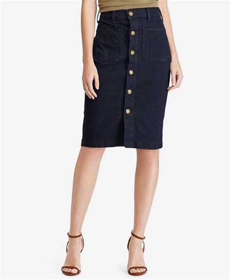 Polo Ralph Lauren Button Front Denim Pencil Skirt Macys