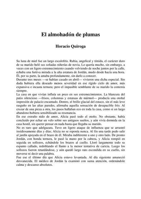 EL Almohadón DE Plumas Leer la siguiente lectura El almohadón de