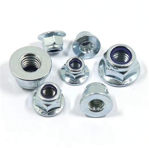 Iso Hex Flange Lock Nut Zinc Plated Steel Nylon Self Locking Flange Nut