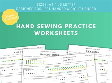 Hand Sewing Practice Worksheets Beginner Sewing Exercises Printable ...