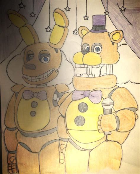 Un Dibujo De Fredbear Y Spring Bonnie Fnaf Amino Espa Ol Amino