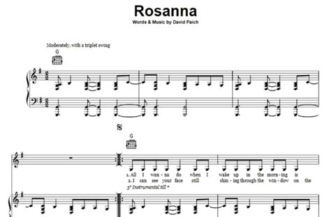 Toto Rosanna Free Sheet Music Pdf For Piano The Piano Notes